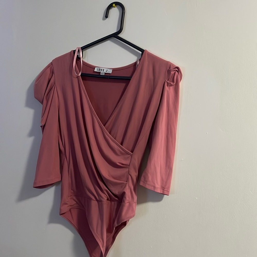 Pink body suit women shirt size large color pink